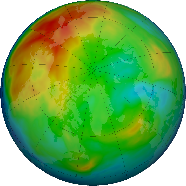 Arctic ozone map for 08 January 2023